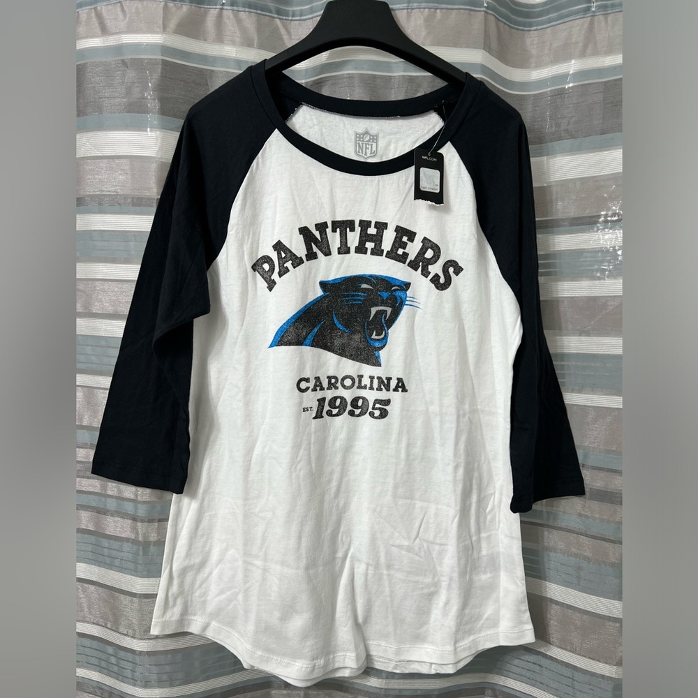 Carolina Panthers Black and White Raglan Shirt